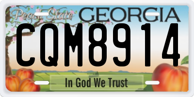 GA license plate CQM8914