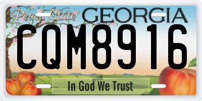 GA license plate CQM8916