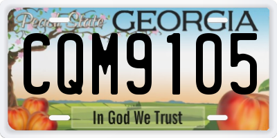GA license plate CQM9105