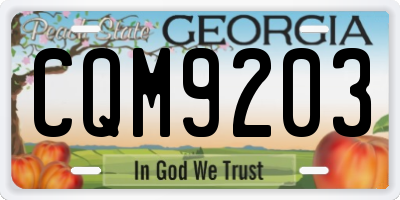 GA license plate CQM9203