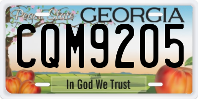 GA license plate CQM9205