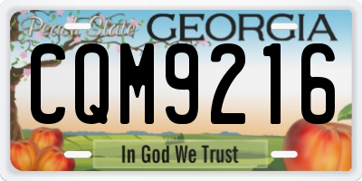 GA license plate CQM9216