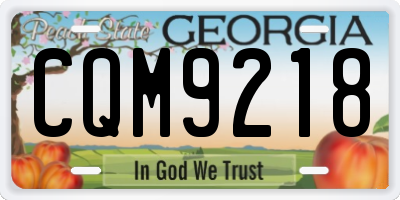 GA license plate CQM9218