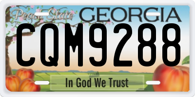 GA license plate CQM9288