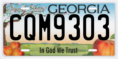 GA license plate CQM9303