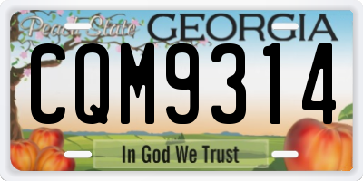 GA license plate CQM9314