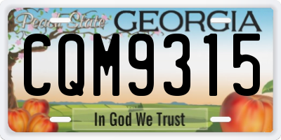 GA license plate CQM9315