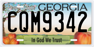 GA license plate CQM9342