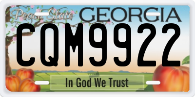 GA license plate CQM9922
