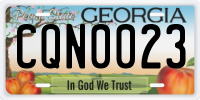 GA license plate CQN0023