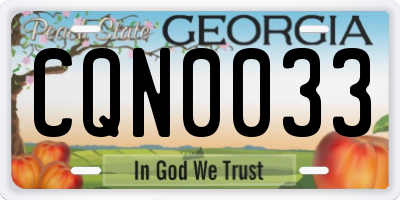 GA license plate CQN0033