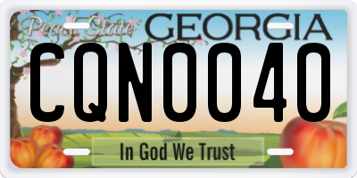 GA license plate CQN0040