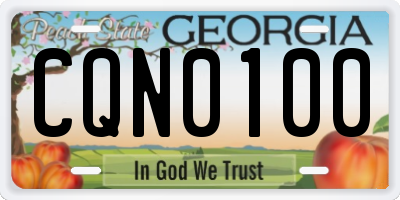 GA license plate CQN0100