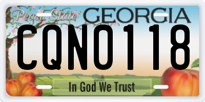 GA license plate CQN0118