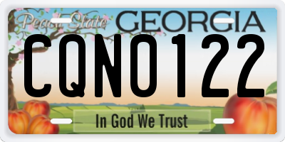 GA license plate CQN0122