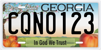 GA license plate CQN0123
