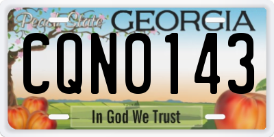 GA license plate CQN0143