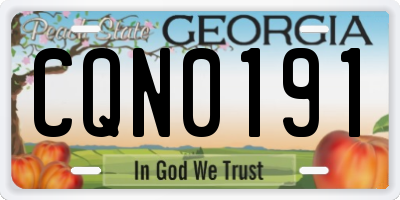 GA license plate CQN0191