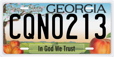 GA license plate CQN0213
