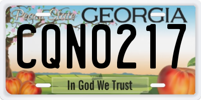 GA license plate CQN0217