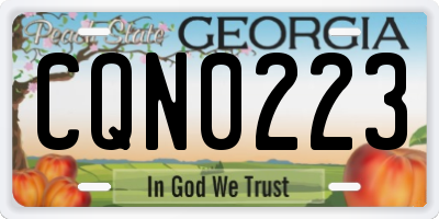 GA license plate CQN0223