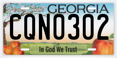 GA license plate CQN0302