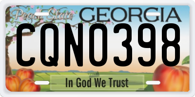 GA license plate CQN0398