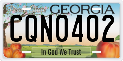GA license plate CQN0402