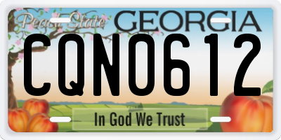 GA license plate CQN0612