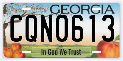 GA license plate CQN0613
