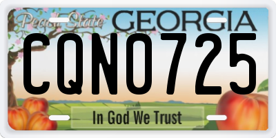 GA license plate CQN0725