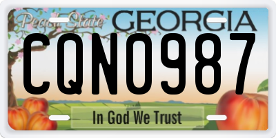 GA license plate CQN0987