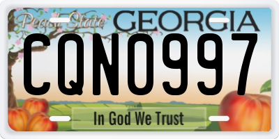 GA license plate CQN0997