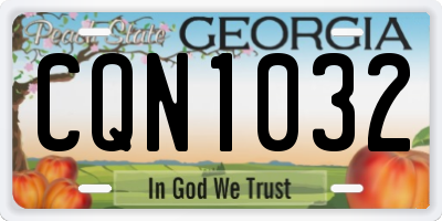 GA license plate CQN1032