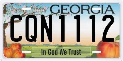 GA license plate CQN1112