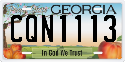 GA license plate CQN1113