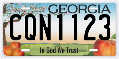 GA license plate CQN1123