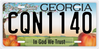 GA license plate CQN1140