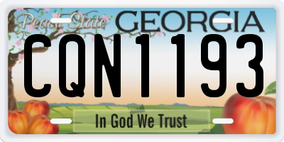 GA license plate CQN1193