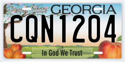 GA license plate CQN1204