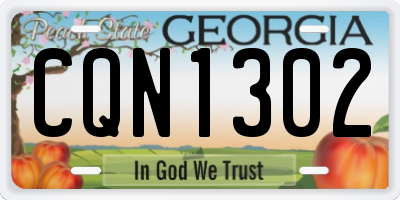 GA license plate CQN1302