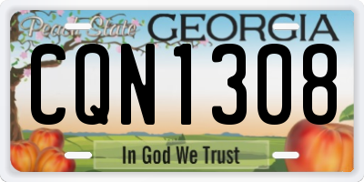 GA license plate CQN1308
