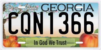 GA license plate CQN1366