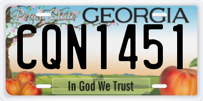 GA license plate CQN1451