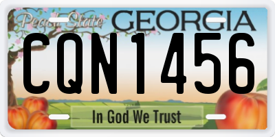 GA license plate CQN1456