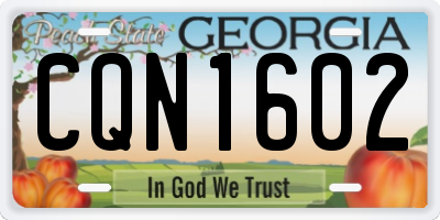 GA license plate CQN1602