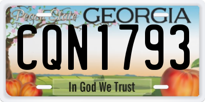 GA license plate CQN1793