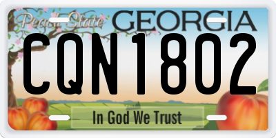 GA license plate CQN1802