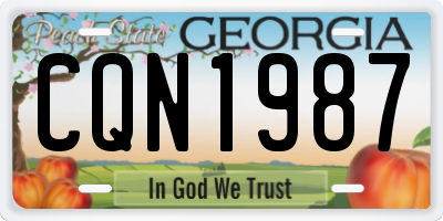 GA license plate CQN1987