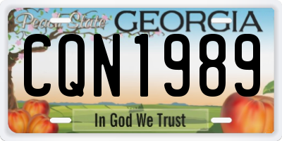 GA license plate CQN1989